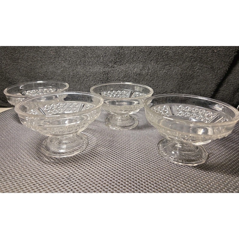 Set Of 4 Imperial Glass Cape Cod clear glass footed sherbet or sundae cups